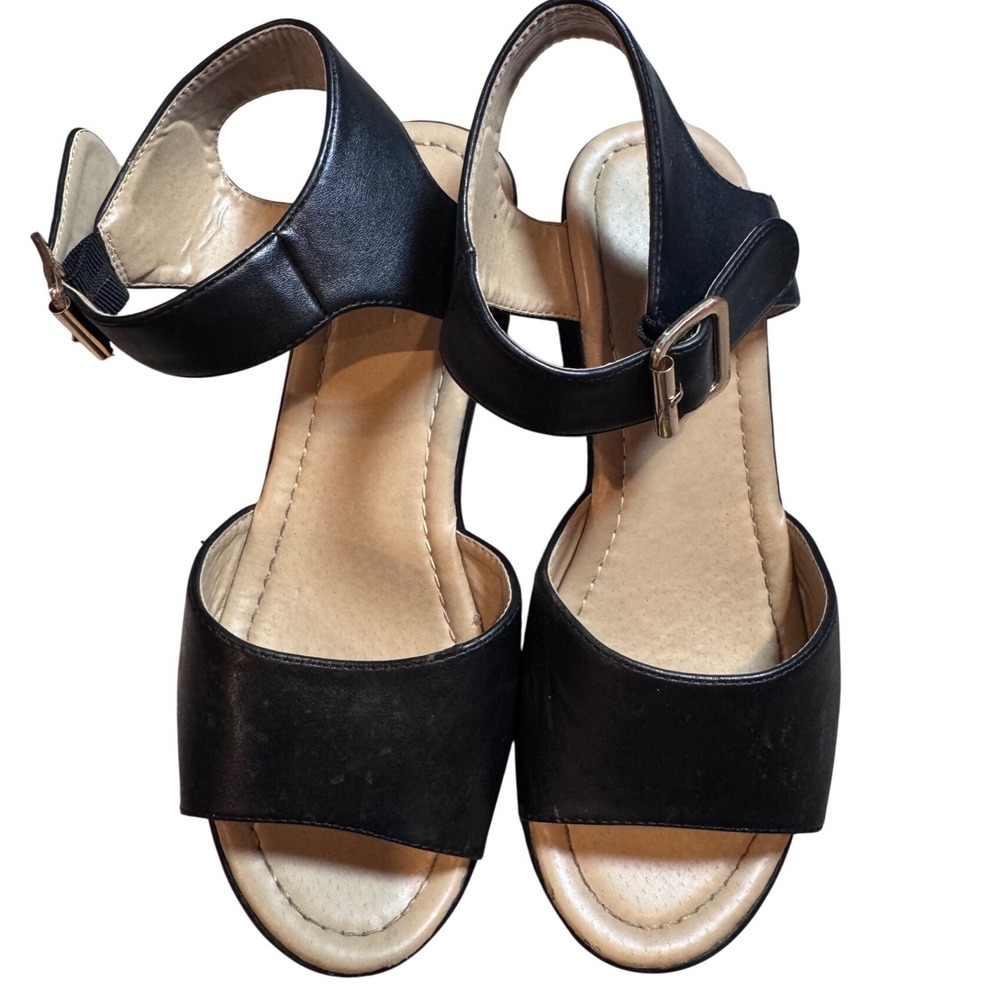 Nasty Gal Platform Sandals Womens 8 Black Good Lug Sole Ankle Strap Block Heel